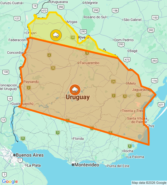 Recomendaciones de seguridad ante advertencias meteorológicas en Uruguay