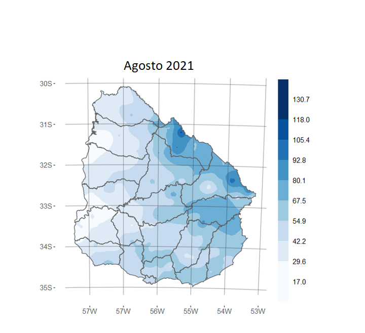 Precipitación Acumulada (mm) Agosto 2021