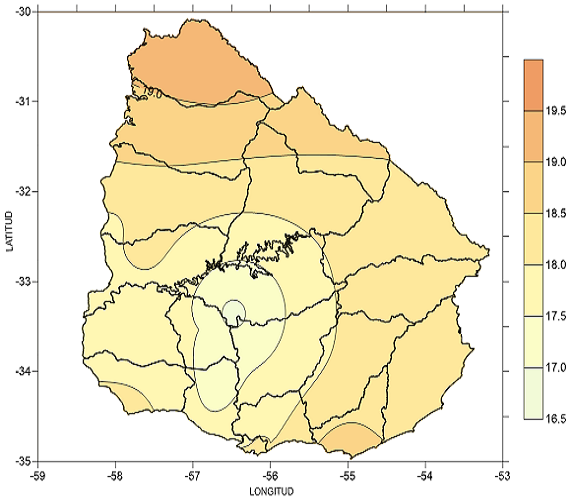 Temperatura media en abril 2020 (°C)