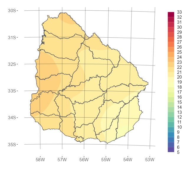 Interpolado de la temperatura media del mes de noviembre de 2022