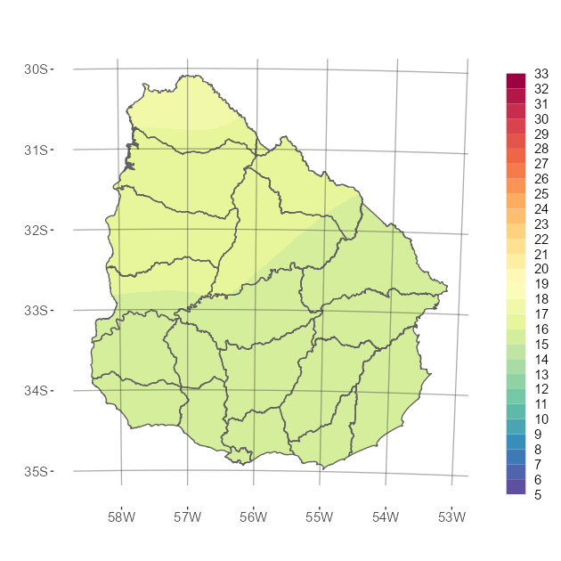 Interpolado de la temperatura media del mes de mayo de 2023