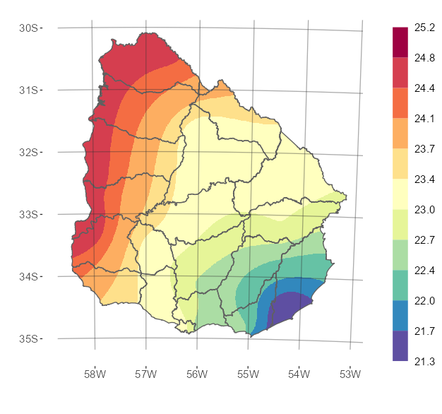 Interpolado de la temperatura media del mes de enero de 2024