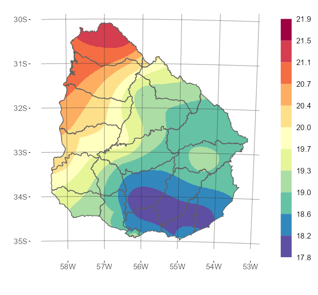 Interpolado de la temperatura media del mes de noviembre de 2025