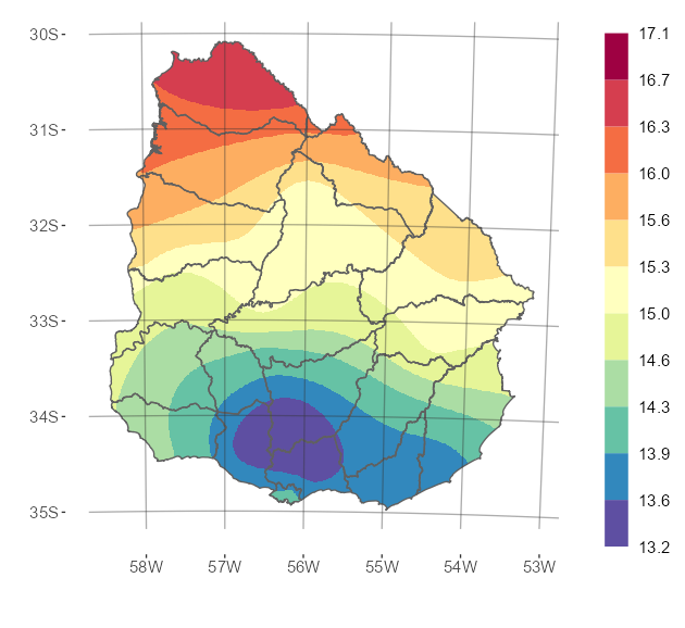Interpolado de la temperatura media del mes de setiembre de 2025