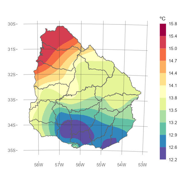 Interpolado de la temperatura media del mes de setiembre de 2026