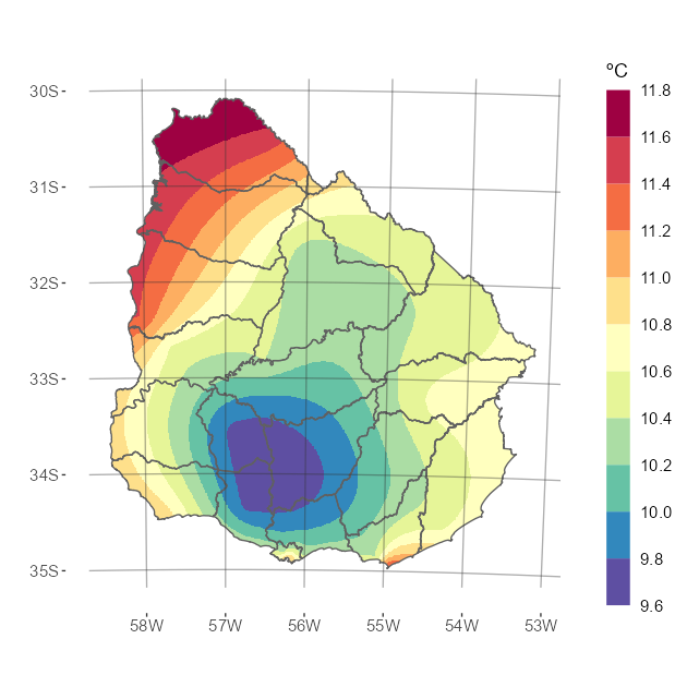 Interpolado de la temperatura media del mes de junio de 2026